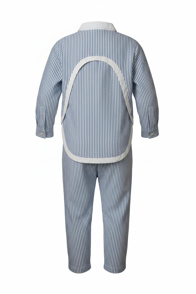 Classic Stripe Button-Down Lounge Set – Blue & White