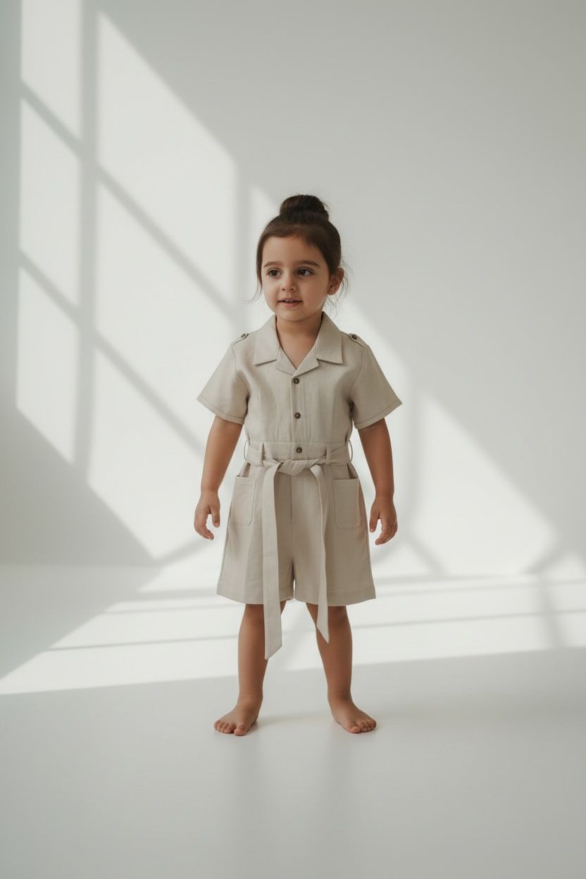 Timeless Linen-Blend Shirt Dress with Waist Tie