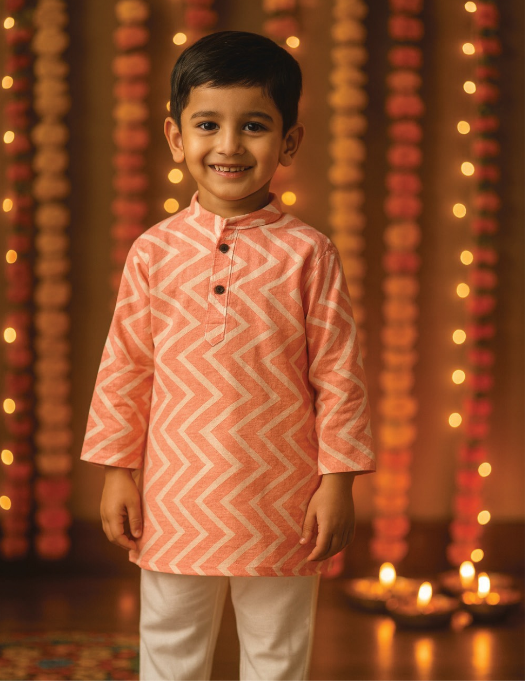 Coral Zigzag Kurta